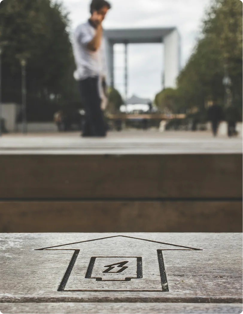 Abstract arrow symbol on a wooden surface.